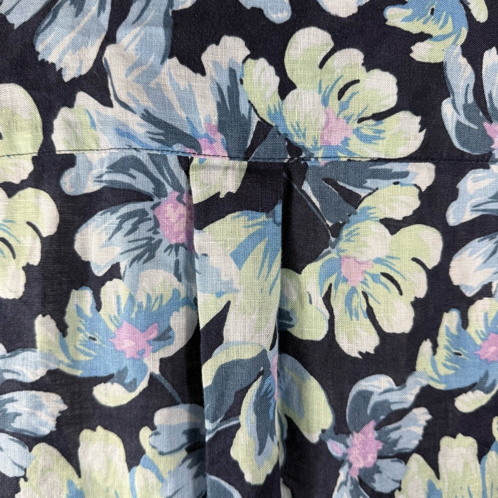 Linen Button Up Long‎ Adjustable Sleeve Navy Floral Charter Club Women’s Size 2X - Picture 6 of 11